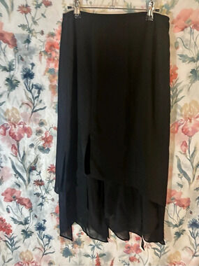 Vintage Jessica Howard Layered Sheer Midi Skirt Black Size 10
